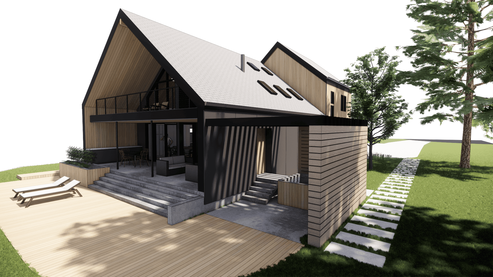 new addition and patio 3d design render