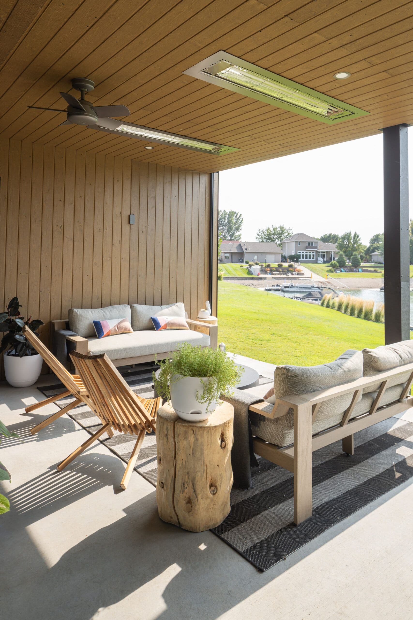 remodeled patio sitting area overlooking the river
